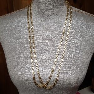 Two Vintage Goldtone Monet Link Necklaces